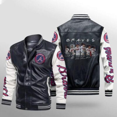 Atlanta Braves MLB Team Friends Legends Signatures Gift For Braves Fans Leather Bomber Jacket LBJ0078