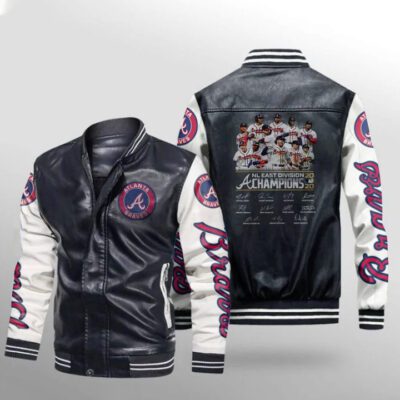 Atlanta Braves NL East Division Champions Legends Signed MLB Gift For Braves Fans Leather Bomber Jacket LBJ0201