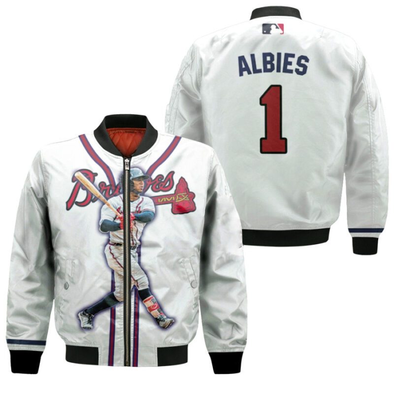 Atlanta Braves Ozzie Albies 1 2020 MLB Best Legends White Gift For Braves Fans Bomber Jacket BJ00017