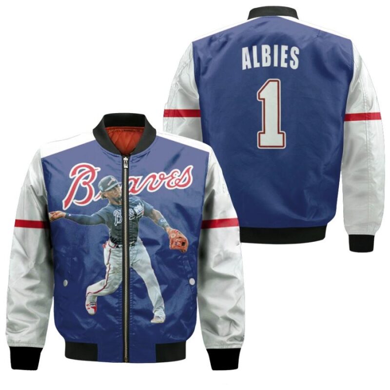 Atlanta Braves Ozzie Albies 1 Player Blue Jersey Style Gift For Braves Fans Bomber Jacket BJ00176