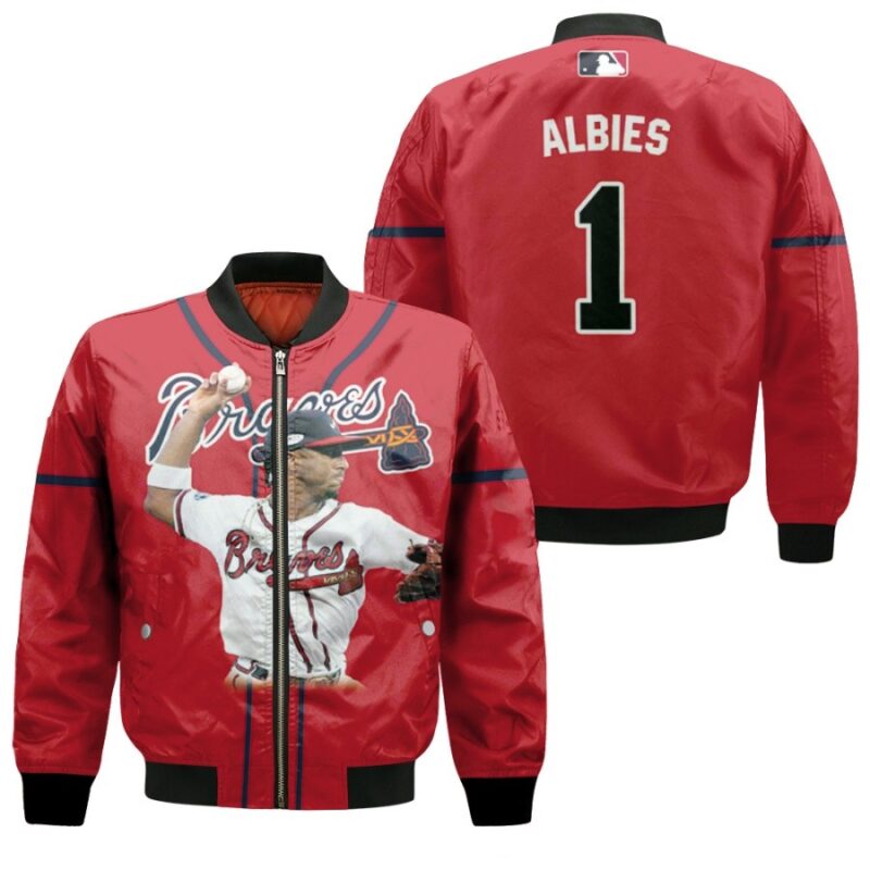 Atlanta Braves Ozzie Albies 1 Player Red Jersey Style Gift For Braves Fans Bomber Jacket BJ00189