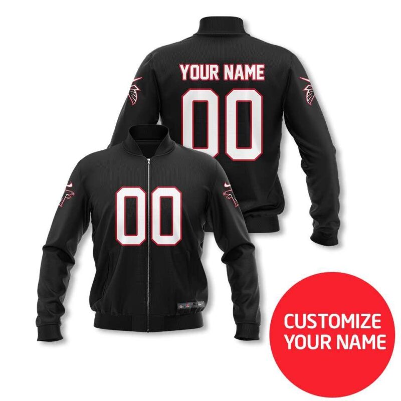 Atlanta Falcons #00 Personalized Black Jersey Style Gift With Custom Number Name For Falcons Fans Bomber Jacket BJ03886