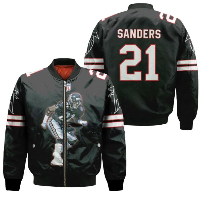 Atlanta Falcons Deion Sanders 21 NFL Legends American Football Black 2019 Gift For Falcons Fans Bomber Jacket BJ00025