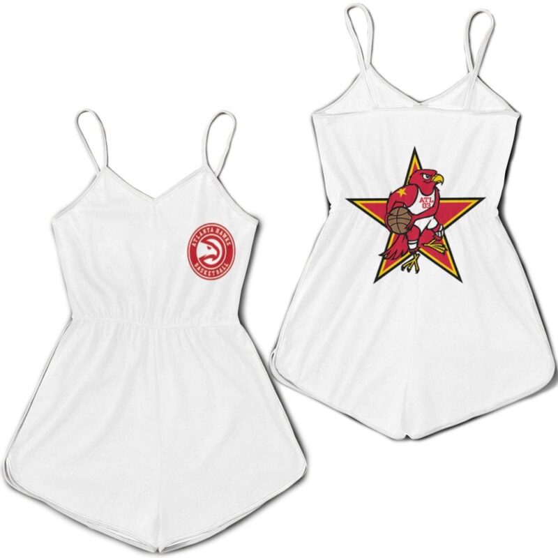 Atlanta Hawks Basketball Classic Mascot Logo Gift For Hawks Fans White Romper RJ01801