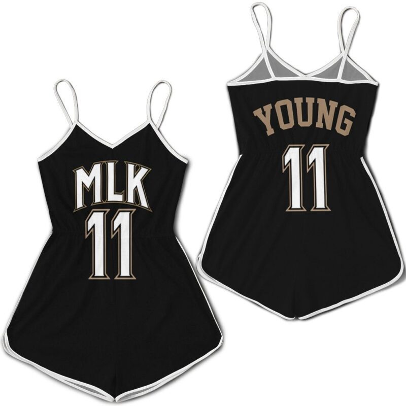 Atlanta Hawks Trae Young 11 MLK NBA black jersey inspired style Romper RJ02261