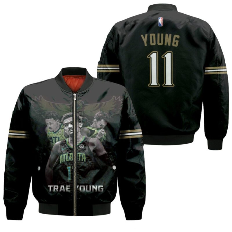 Atlanta Hawks Trae Young 11 NBA Legendary Captain 2020 Black Gift For Hawks Fans Bomber Jacket BJ00475