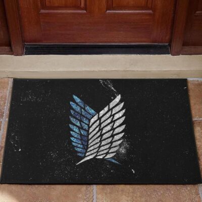 Attack On Titan Anime Door Mat - Blink Wings Of Freedom Symbol Galaxy Door Mat Welcome Mat
