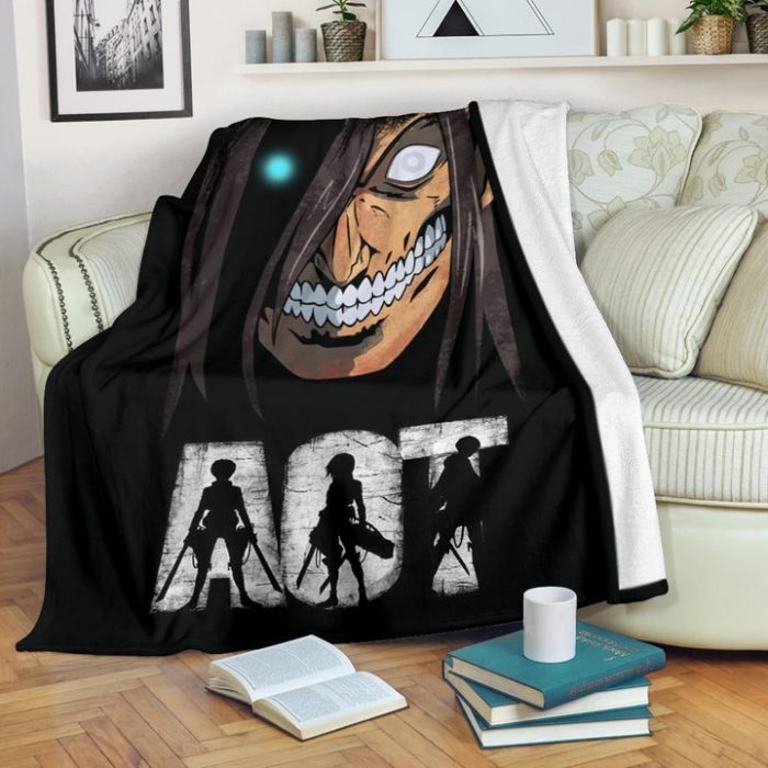 Attack On Titan Anime Fleece Blanket – AOT Characters And Eren Titan ...