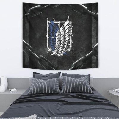 Attack On Titan Anime Tapestry - Wings Of Free Symbol Locked In Black Chains Tapestry Wall Hanging 2 Attack On Titan Anime Tapestry Wings Of Free Symbol Locked In Black Chains Tapestry Wall Hanging 2