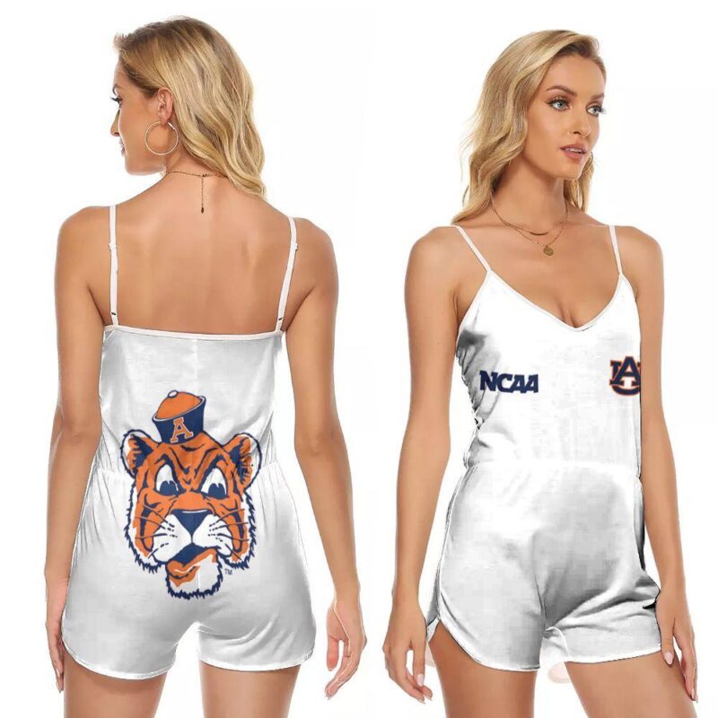 Auburn Tigers Ncaa Classic White With Mascot Logo Gift For Auburn Tigers Fans V-neck Romper Jumpsuit RJ01603