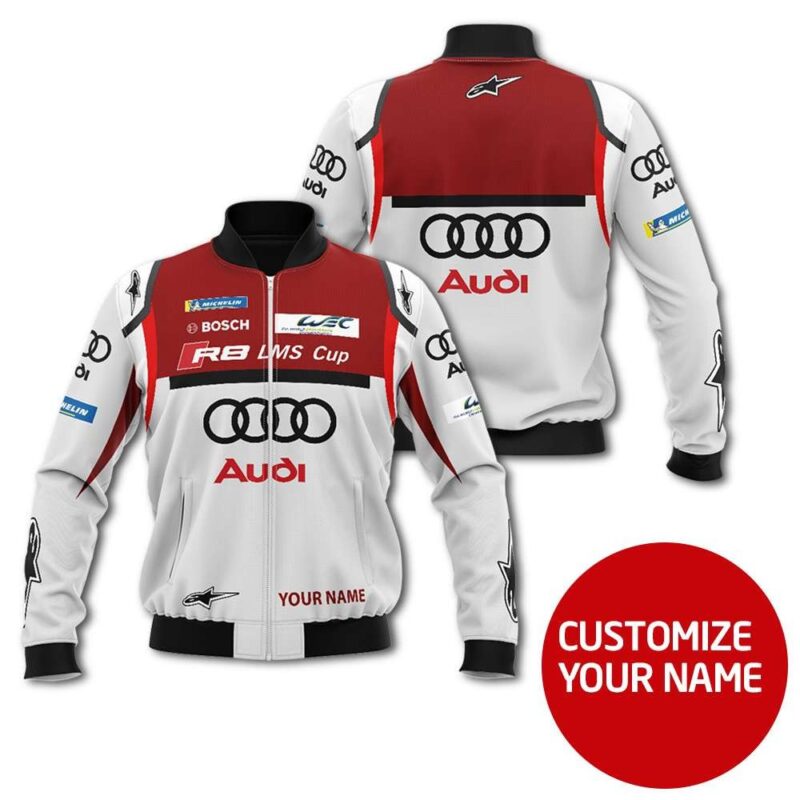 Audi Auto Racing Team Costume 3D Personalized Design Gift With Custom Name For Audi Fans Bomber Jacket BJ00092