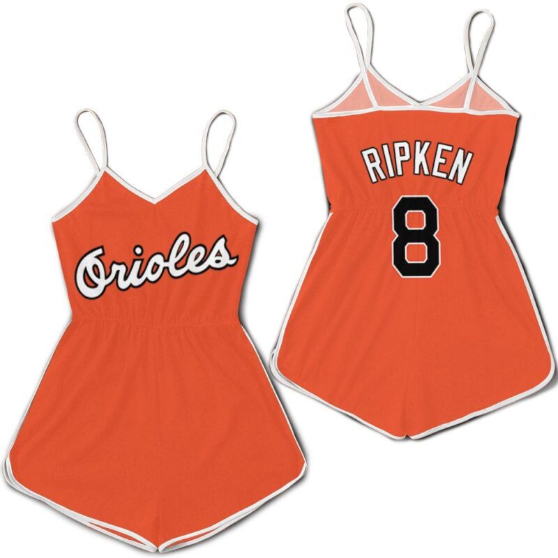 Baltimore Orioles Cal Ripken Jr #8 MLB 1988 Cooperstown Collection Mesh Orange 2019 Gift For Baltimore Fans Romper Jumpsuit RJ00519