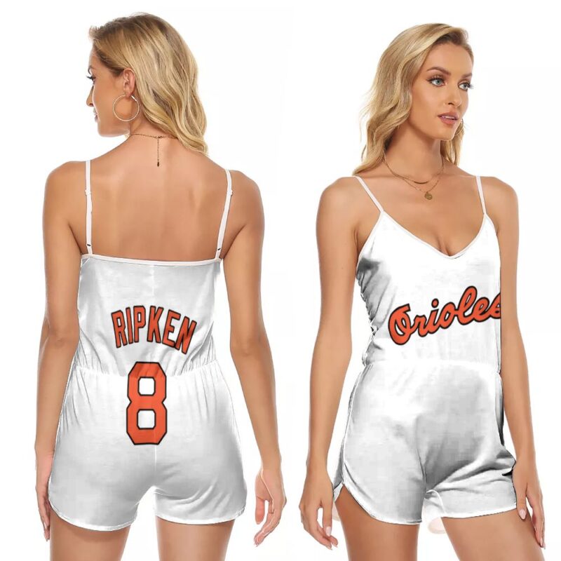 Baltimore Orioles Cal Ripken Jr #8 MLB Mitchell Ness 1985 Cooperstown Collection Mesh White 2019 Custom For Baltimore Fans Romper Jumpsuit RJ00403