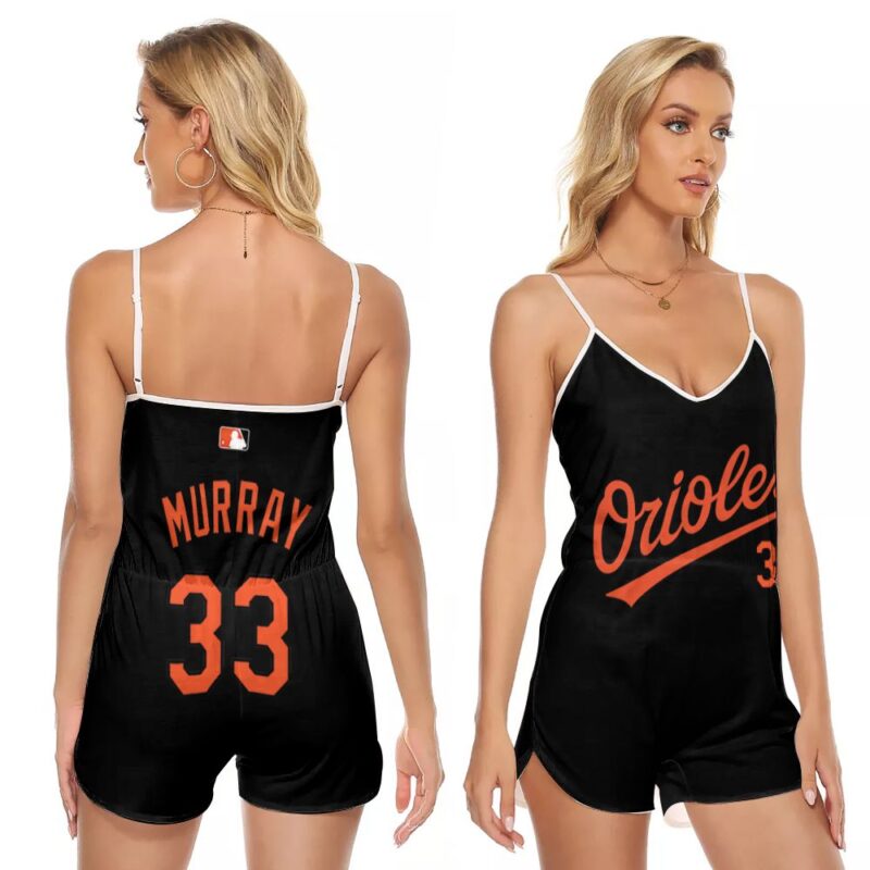 Baltimore Orioles Eddie Murray #33 MLB Great Player 2020 Black Gift For Baltimore Fans V-neck Romper Jumpsuit RJ00444