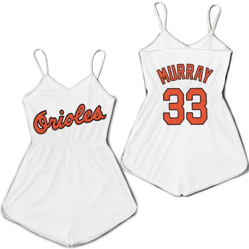Baltimore Orioles Eddie Murray #33 MLB Mitchell Ness 1985 Cooperstown Collection Mesh White 2019 Custom For Baltimore Fans Romper Jumpsuit RJ05448