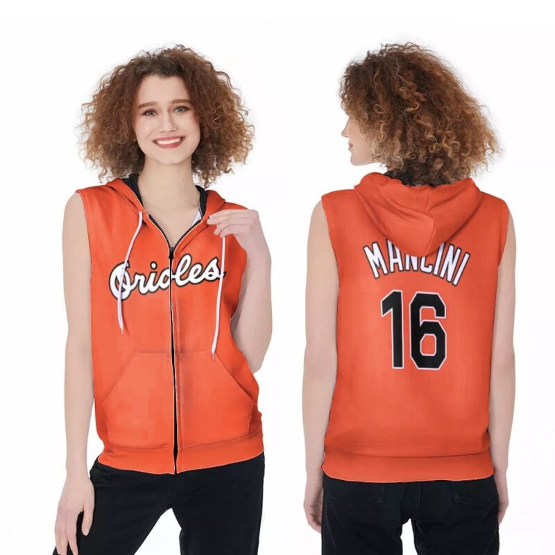 Baltimore Orioles Trey Mancini #16 MLB 1988 Cooperstown Collection Mesh Orange 2019 3D Gift For Baltimore Fans Zip Sleeveless Hoodie ZSH0223