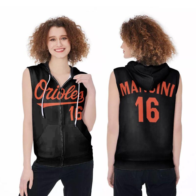 Baltimore Orioles Trey Mancini 16 MLB Baseball Team Jersey Style Gift For Orioles Fans Zip Sleeveless Hoodie ZSH0634