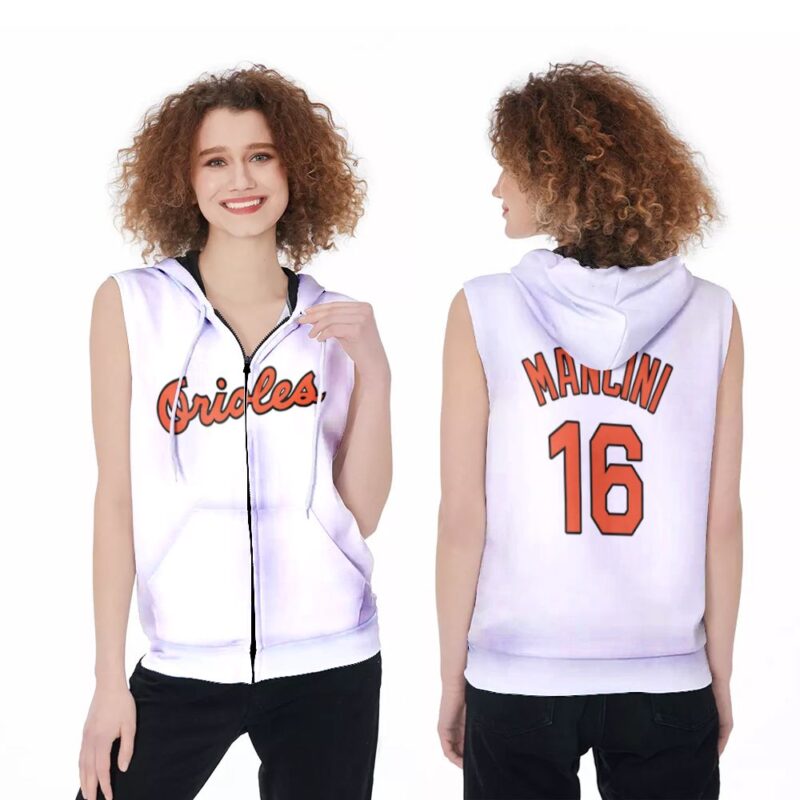 Baltimore Orioles Trey Mancini #16 MLB Mitchell Ness 1985 Cooperstown Collection Mesh White 2019 3D Custom For Fans Zip Sleeveless Hoodie ZSH0748
