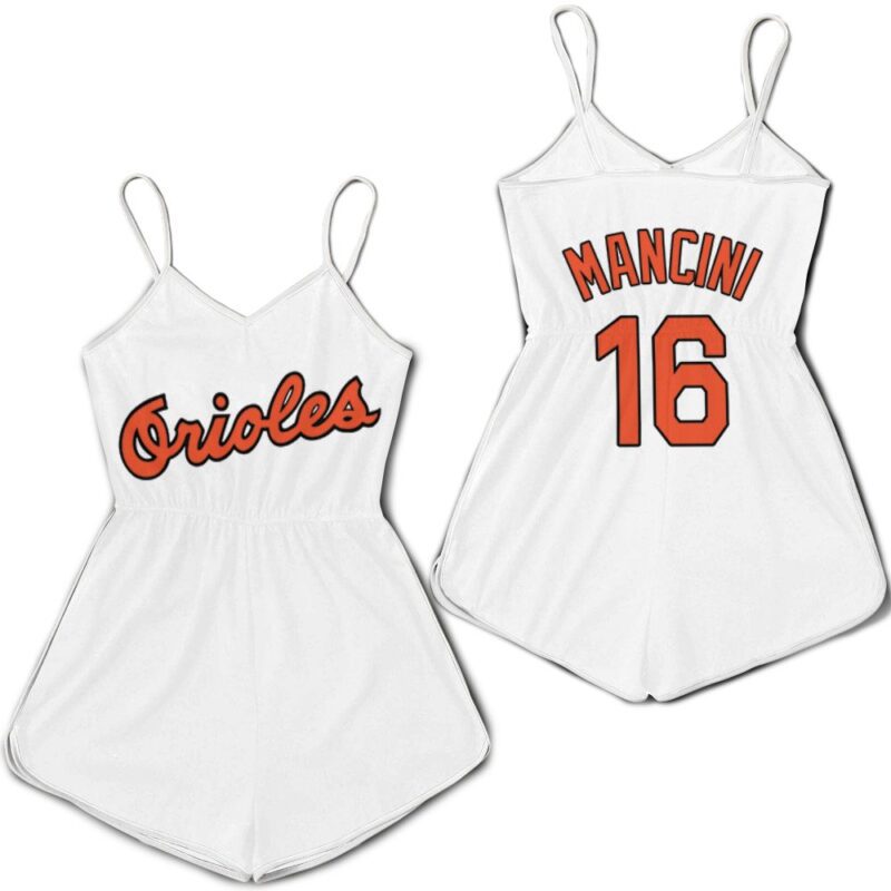 Baltimore Orioles Trey Mancini #16 MLB Mitchell Ness 1985 Cooperstown Collection Mesh White 2019 Custom For Baltimore Fans Romper Jumpsuit RJ00502