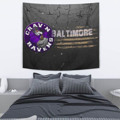 Baltimore Ravens American Football Team Tapestry Crazy Muscle Raven Smiling Broken Grey Wall Tapestry Wall Hanging 2