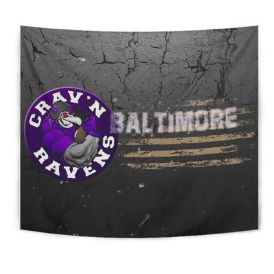Baltimore Ravens American Football Team Tapestry Crazy Muscle Raven Smiling Broken Grey Wall Tapestry Wall Hanging