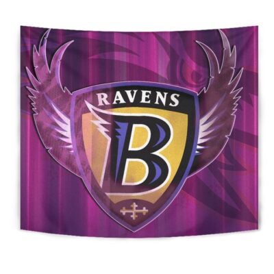 Baltimore Ravens American Football Team Tapestry Minimal Raven Head Underground B Wings Metal Purple Tapestry Wall Hanging