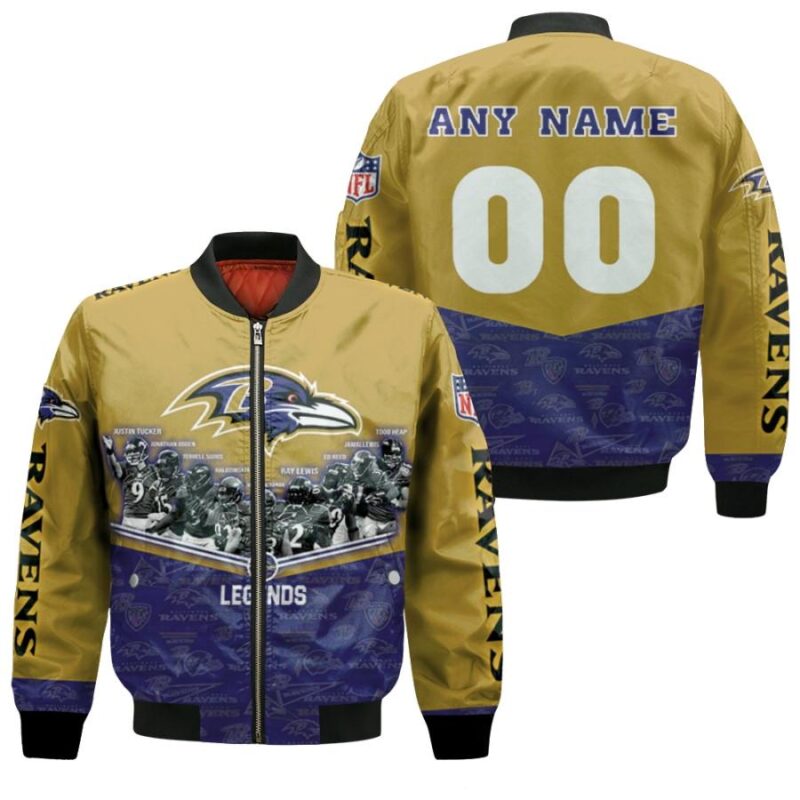 Baltimore Ravens Legends Champions Team NFL America Football Gift With Custom Name Number For Ravens Fans Bomber Jacket BJ00976