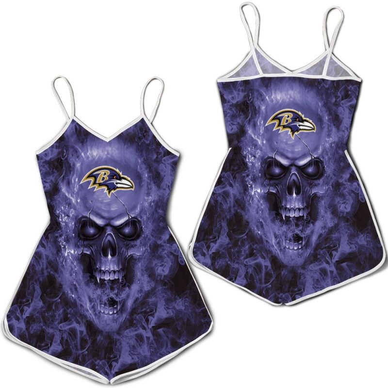 Baltimore Ravens NFL Fans Skull Romper RJ03178