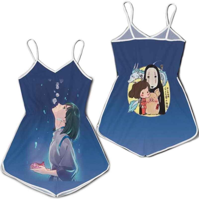 Beautiful Nigihayami Kohaku Nushi Look At Sky Bubbles Spirited Away Studio Ghibli Romper RJ01794