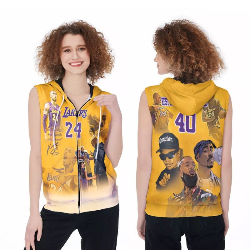 Best In Heaven We Miss Ya will Los Angeles Lakers Kobe Bryant 24 40 Memorial For Kobe Bryant Fans Zip Sleeveless Hoodie ZSH1096