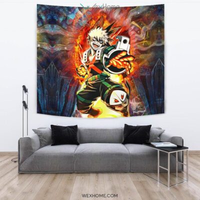 Blazing Bakugo Wall Anime Tapestry