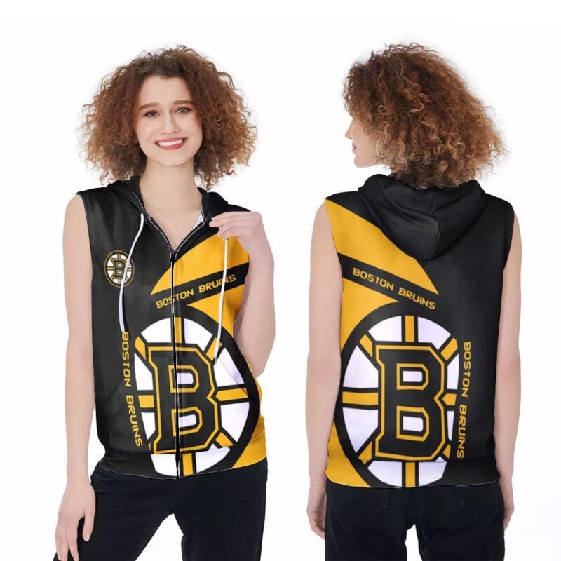 Boston Bruins NHL Ice Hookey Team Logo Gift For Boston Bruins Fans Ice Hookey Lovers Zip Sleeveless Hoodie ZSH1372