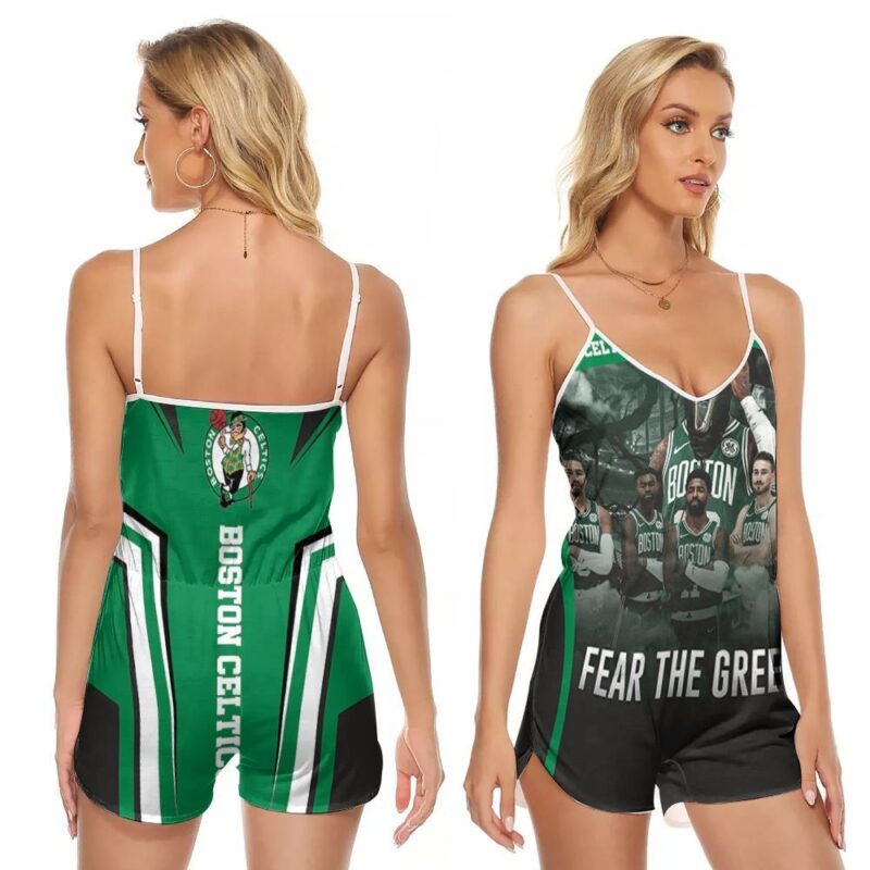 Boston Celtics Fear The Green NBA Basketball Team All Legend Players Gift For Celtics Fans V-neck Romper Jumpsuit RJ00929