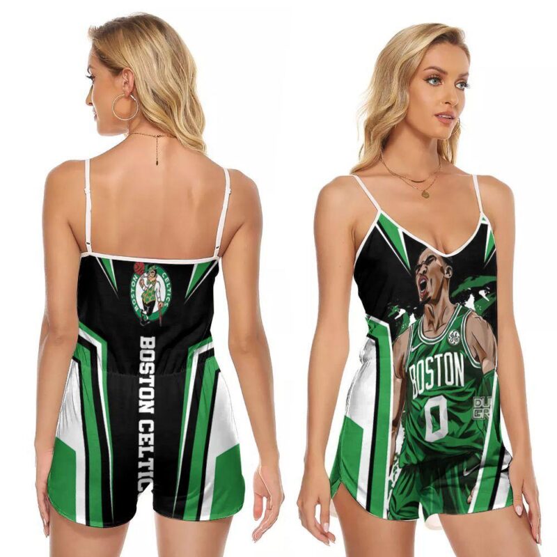 Boston Celtics Jayson Tatum 0 Great Player NBA Basketball Gift For Celtics Fans V-neck Romper Jumpsuit RJ00763