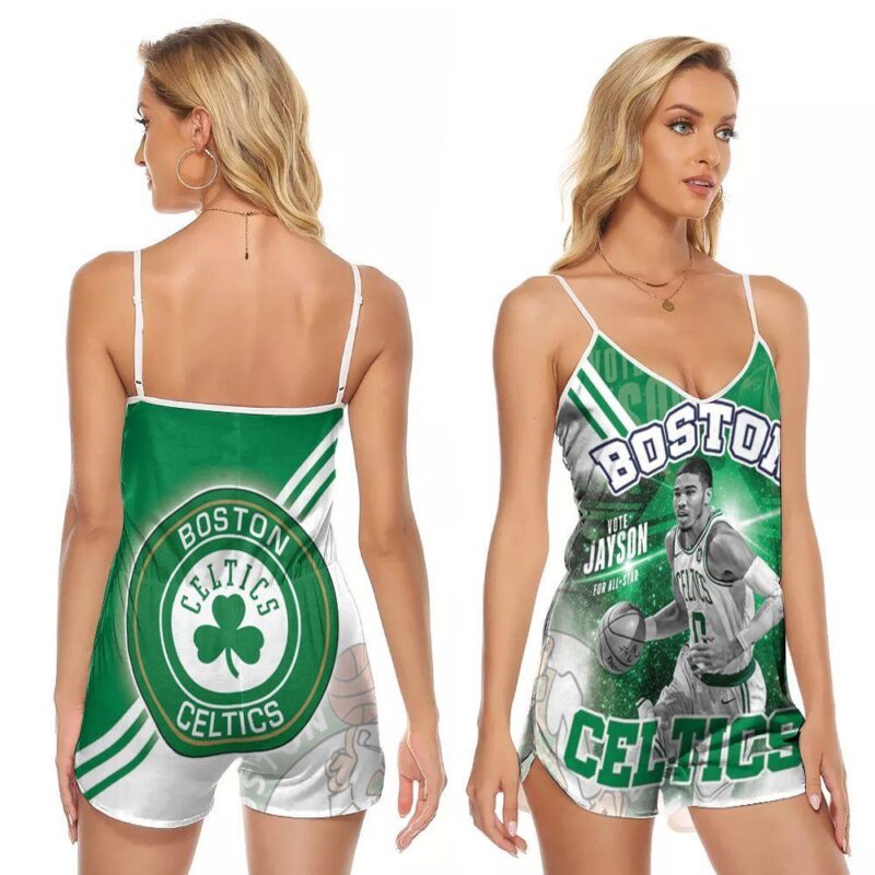 Boston Celtics Jayson Tatum 0 Vote For Allstar Legend Player NBA Basketball Gift For Celtics Fans V-neck Romper Jumpsuit RJ01119