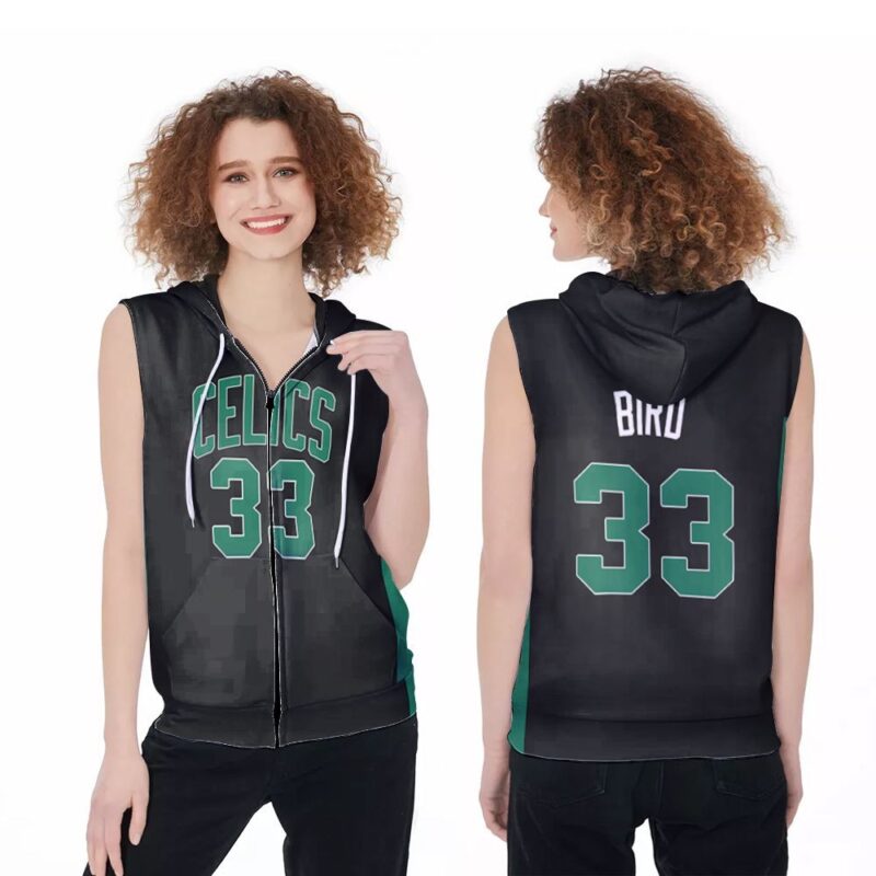 Boston Celtics Larry Bird #33 NBA Great Player Black Statement Edition 2019 3D Designed Allover Gift For Boston Fans Zip Sleeveless Hoodie ZSH0220