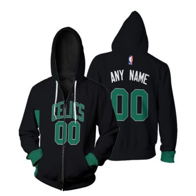 Boston Celtics NBA Basketball Team Logo Black Statement Edition 2019 3D Custom Gift For Boston Fans Zip Hoodie ZH00436