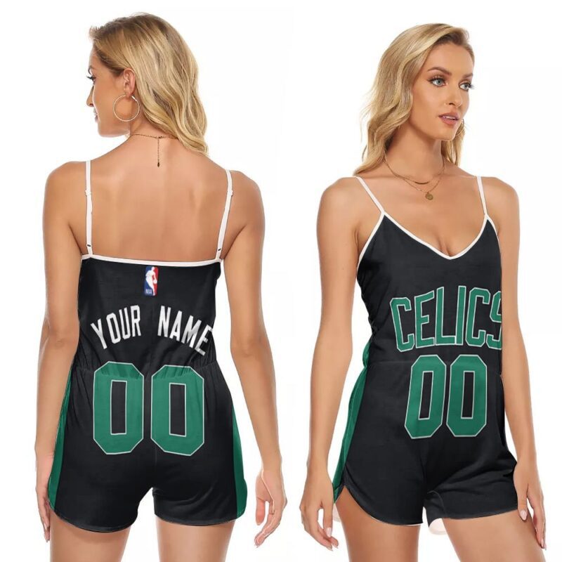 Boston Celtics NBA Basketball Team Logo Black Statement Edition 2019 Gift For Boston Fans V-neck Romper Jumpsuit RJ00411