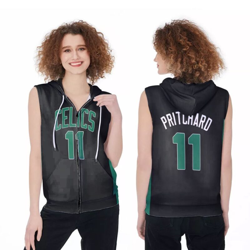 Boston Celtics Payton Pritchard #11 NBA Great Player Black Statement Edition 2019 3D Gift For Boston Fans Zip Sleeveless Hoodie ZSH0064