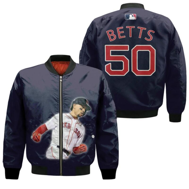 Boston Red Sox Mookie Betts 50 MLB Best Legends Baseball Team Black Gift For Red Sox Fans Bomber Jacket BJ00507