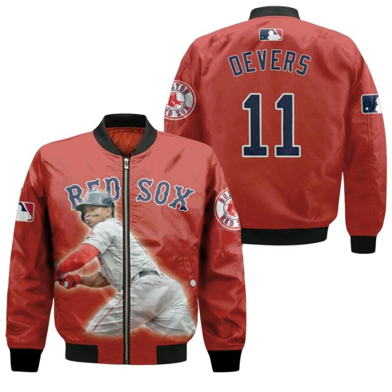 Boston Red Sox Rafael Devers 11 MLB Legend Player Red Gift For Red Sox Fans Bomber Jacket BJ00430