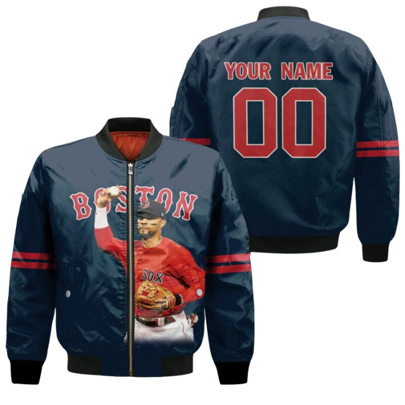 Boston Red Sox Xander Bogaerts 2 Navy 3D Personalized Gift With Custom Number Name For Red Sox Fans Bomber Jacket BJ04134