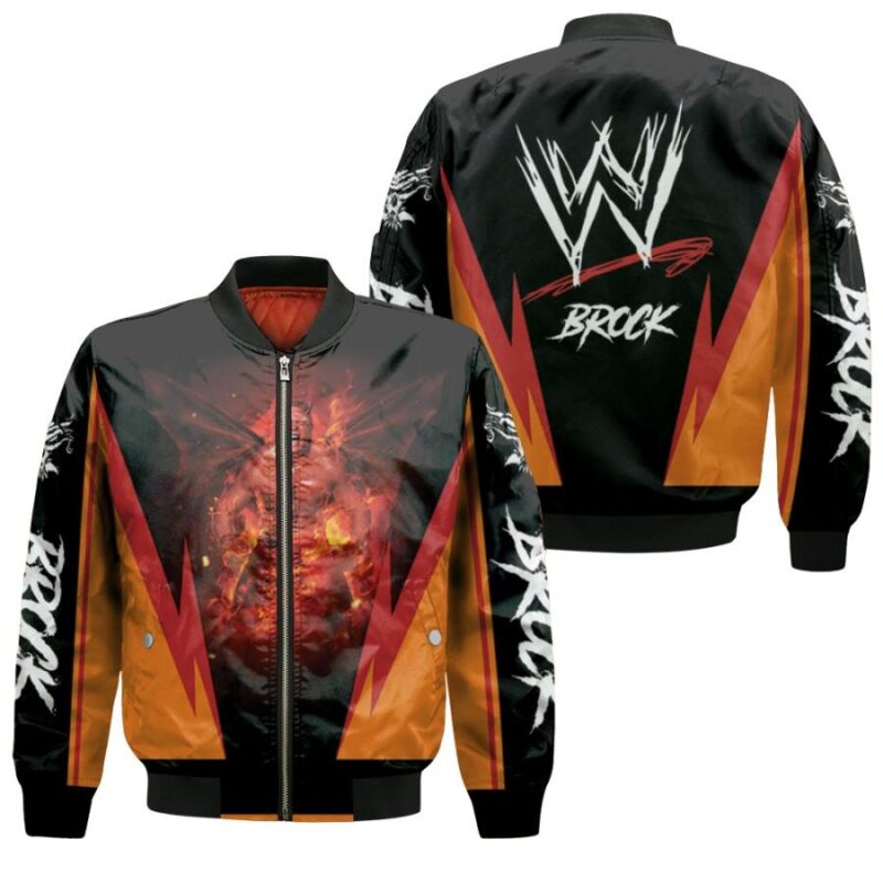 Brock Lesnar Angry Of Devil Monster WWE The Best Professional Wrestler Black Gift For Brock Lesnar Fans Bomber Jacket BJ04090