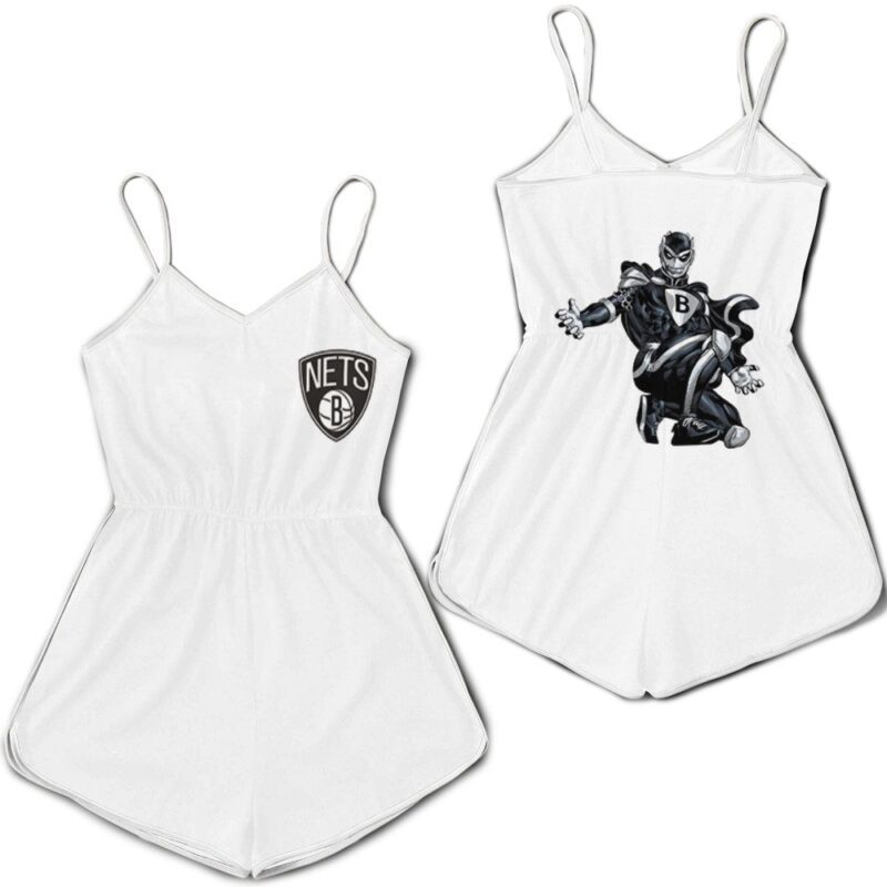 Brooklyn Nets Basketball Classic Mascot Logo Gift For Nets Fans White Romper RJ01740