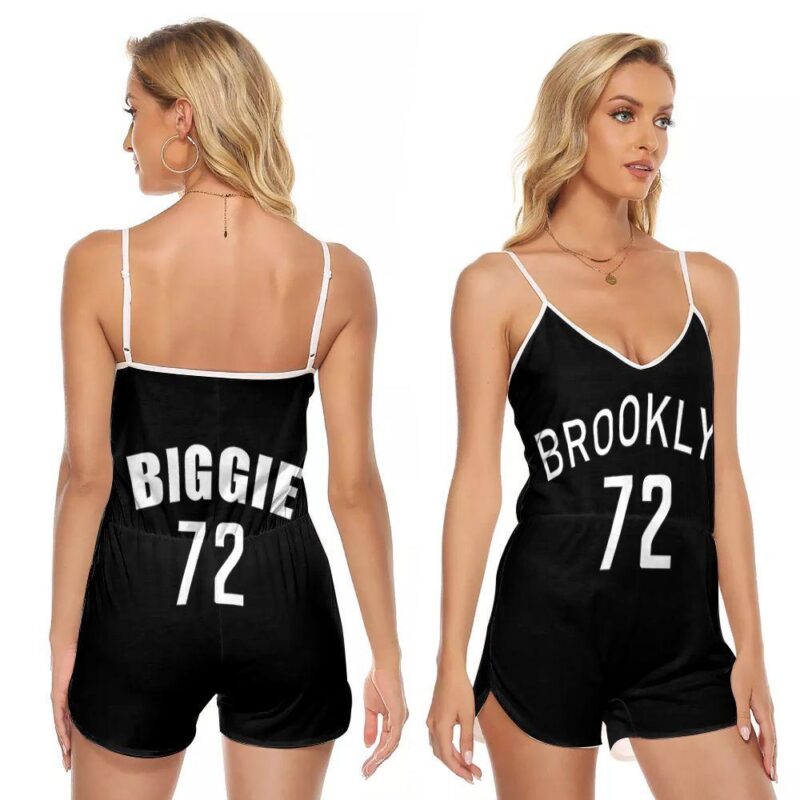 Brooklyn Nets Biggie 72 NBA Basketball Team Black Music Edition 2019 Gift For Nets Fans V-neck Romper Jumpsuit RJ00990