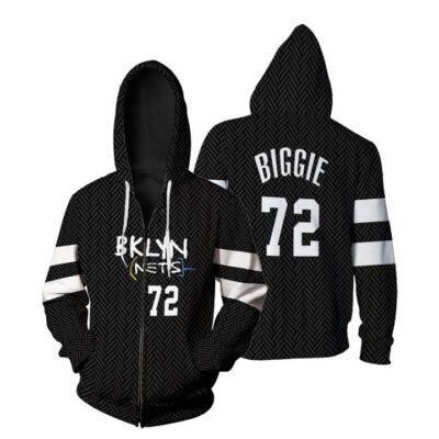 Brooklyn Nets Biggie #72 NBA Basketball Team Logo New Arrival Black 3D Gift For Brooklyn Fans Zip Hoodie ZH00589