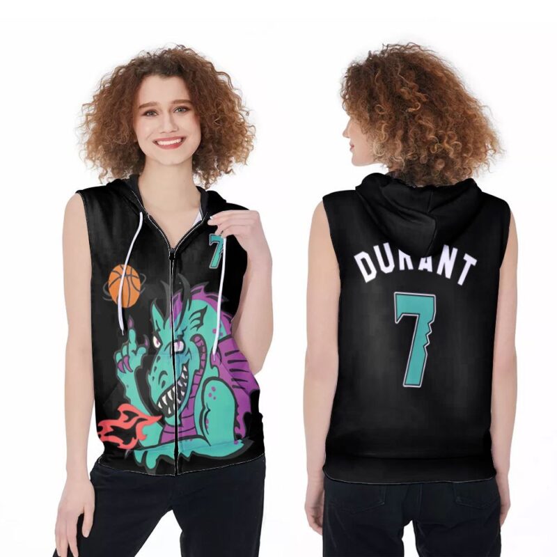 Brooklyn Nets Kevin Durant #7 NBA Basketball Team Logo New Arrival Black 2020 3D Designed Allover Gift For Nets Fans Zip Sleeveless Hoodie ZSH0055