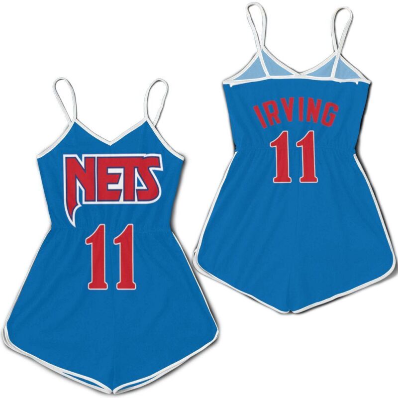 Brooklyn Nets Kyrie Irving 11 2021 City Edition Blue Jersey Inspired Style Romper RJ01815