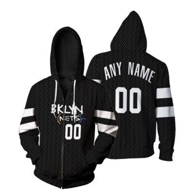 Brooklyn Nets NBA Basketball Team Logo New Arrival Black 3D Custom Gift For Brooklyn Fans Zip Hoodie ZH00499