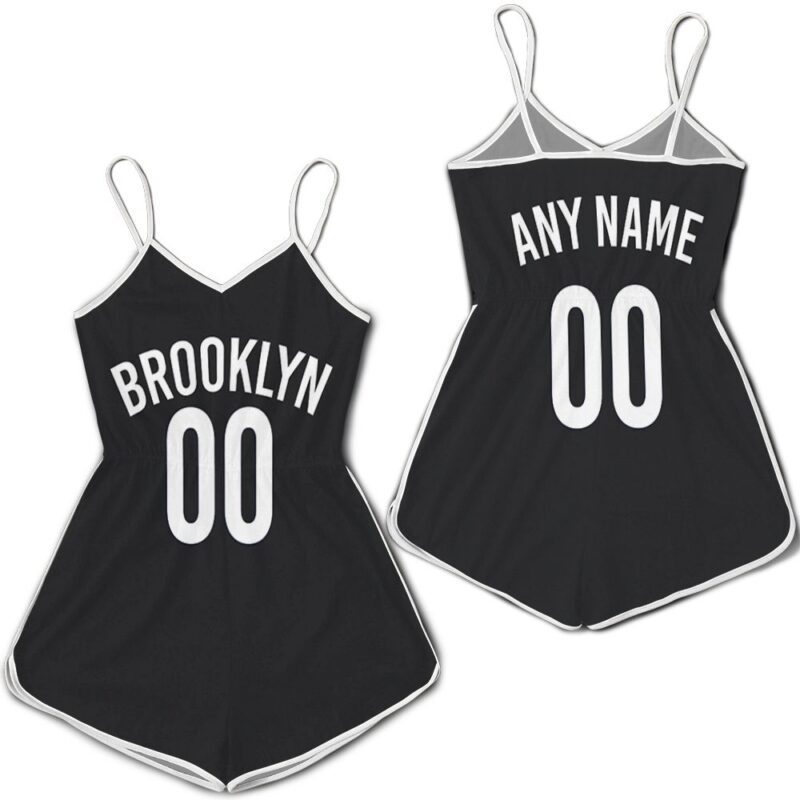 Brooklyn Nets Swingman Personalized Black Icon Edition 2019 jersey inspired style Romper RJ02250